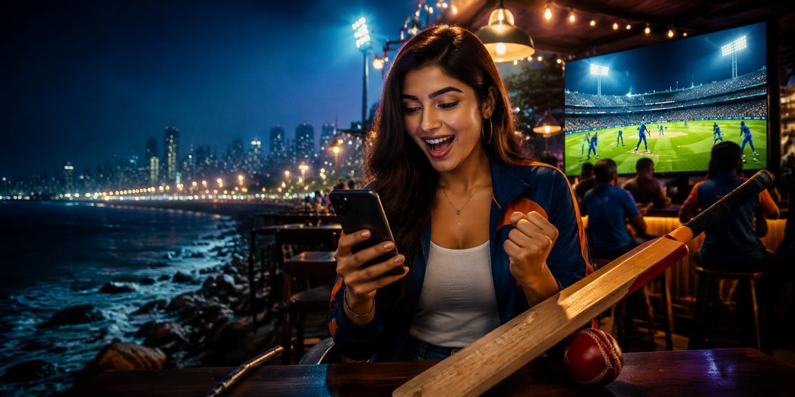 Exciting cricket match in India viewed on mobile