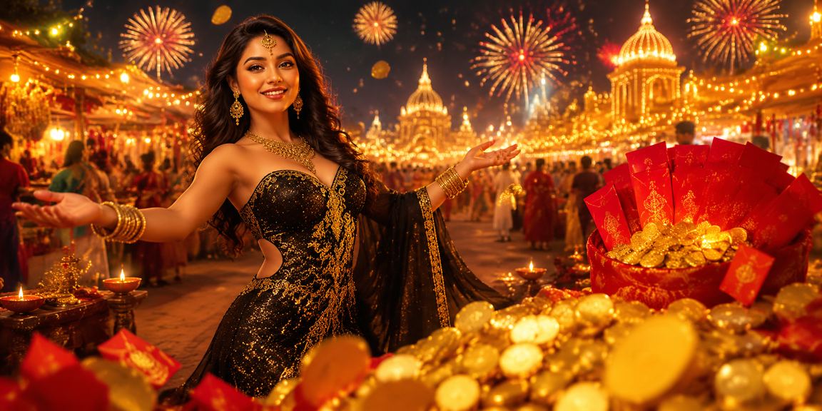Diwali festival bonus promotion with red envelopes in India