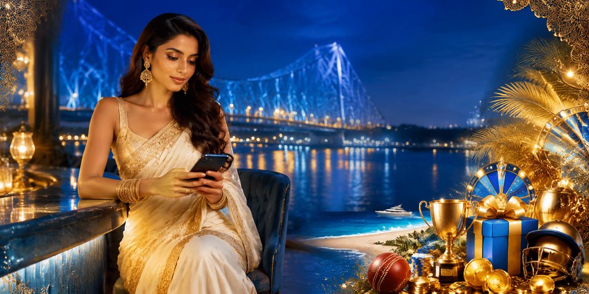 Scenic Howrah Bridge Kolkata with cricket sports and vibrant Indian market